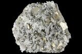 Gleaming Cubic Pyrite Cluster with Quartz - Peru #95965-3